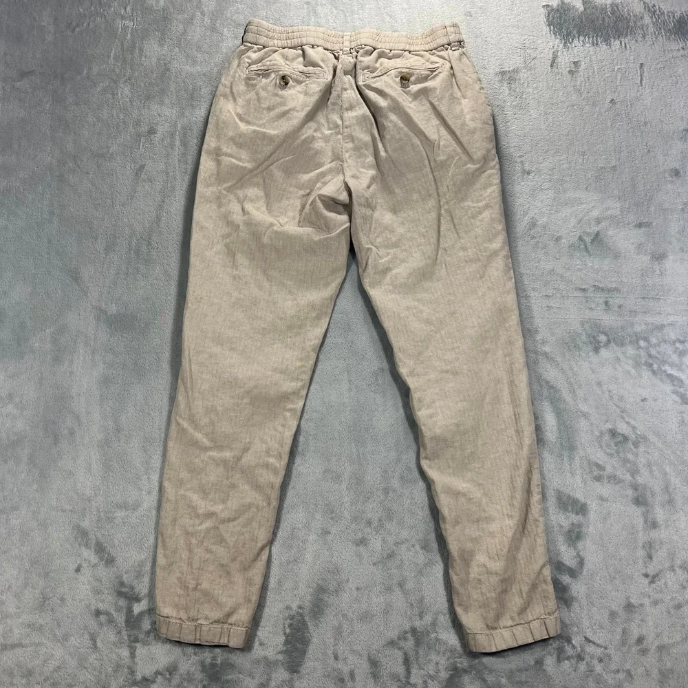 BANANA REPUBLIC Mason Athletic Tapered Pant Mens 31x32 Beige Linen Blend Trouser